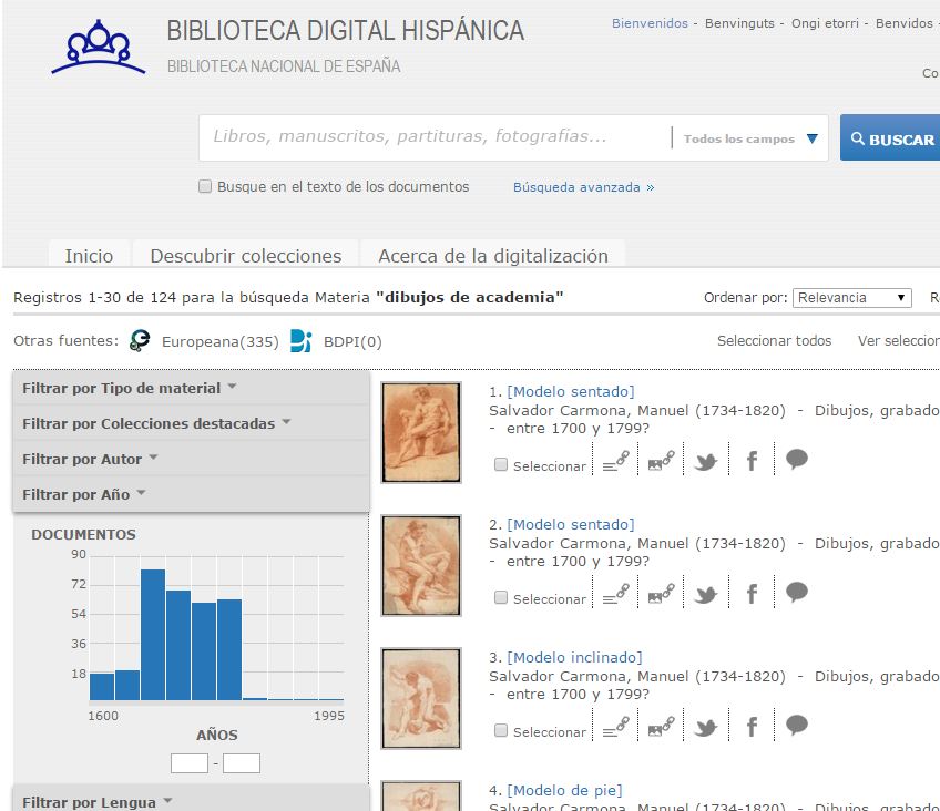 Biblioteca Digital Hispánica, dibujos de la academia